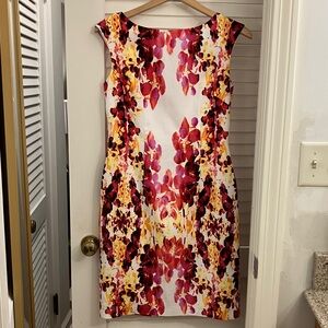 Adrianna Papell Floral Dress in Pink and Yellow